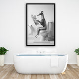 Greyhound Framed Art Print Wall Decor, Funny Bathroom Decor, Greyhound In Toilet