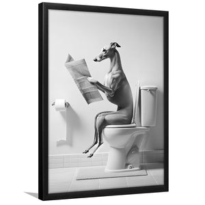 Greyhound Framed Art Print Wall Decor, Funny Bathroom Decor, Greyhound In Toilet