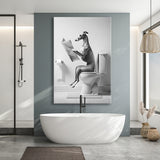 Greyhound Canvas Prints Wall Art, Funny Bathroom Decor, Greyhound in Toilet