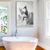 Greyhound Canvas Prints Wall Art, Funny Bathroom Decor, Greyhound in Toilet