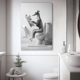 Greyhound Canvas Prints Wall Art, Funny Bathroom Decor, Greyhound in Toilet