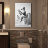 Greyhound Canvas Prints Wall Art, Funny Bathroom Decor, Greyhound in Toilet