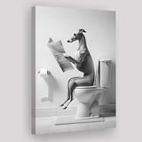 Greyhound Canvas Prints Wall Art, Funny Bathroom Decor, Greyhound in Toilet