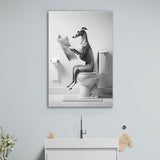 Greyhound Canvas Prints Wall Art, Funny Bathroom Decor, Greyhound in Toilet