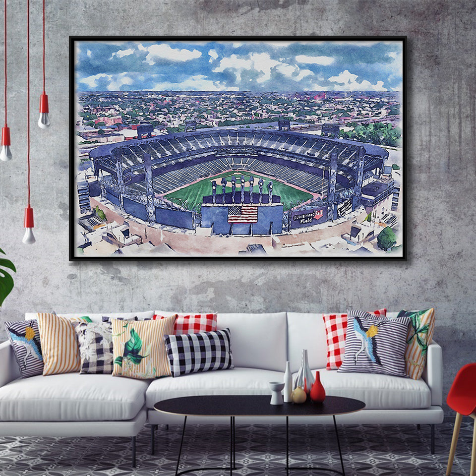 Guaranteed Rate Field WaterColor Framed Canvas Prints, Chicago Illinois Baseball Watercolor, Stadium Art Gifts, Floating Frame
