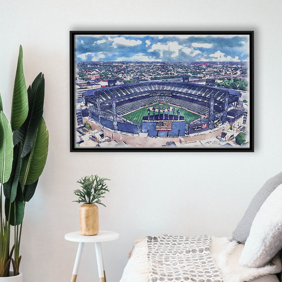 Guaranteed Rate Field WaterColor Framed Canvas Prints, Chicago Illinois Baseball Watercolor, Stadium Art Gifts, Floating Frame