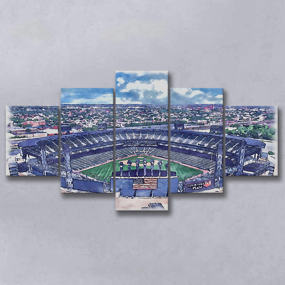 Guaranteed Rate Field WaterColor 5 Panels Mix Canvas Prints, Chicago Illinois Baseball Watercolor, Large Stadium Canvas