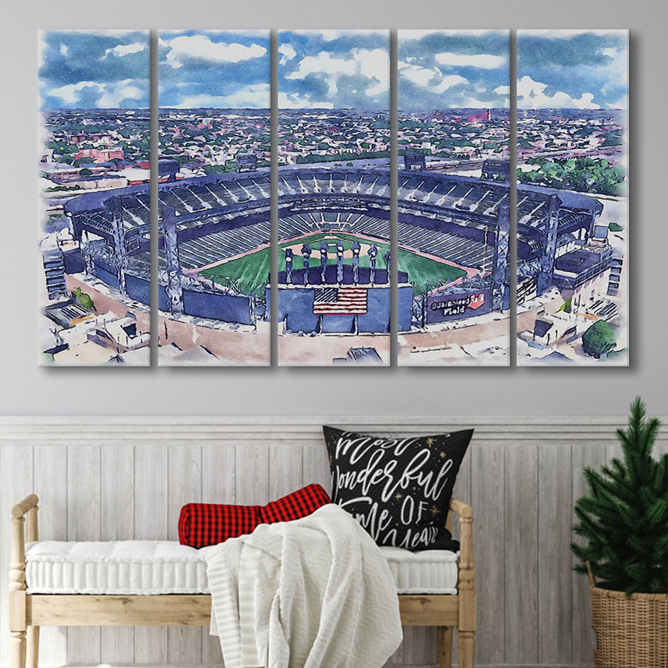 Guaranteed Rate Field WaterColor 5 Panels B Mixed Canvas Prints, Extra Large, Chicago Illinois Baseball Watercolor