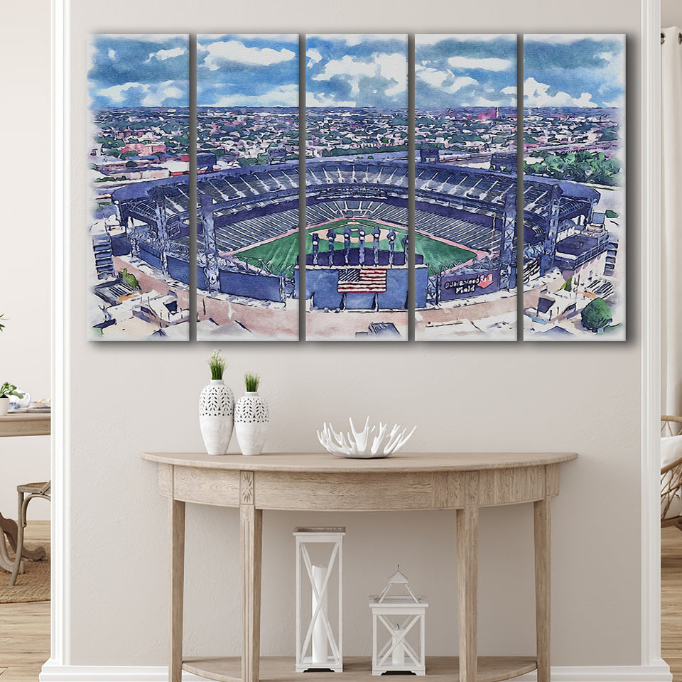 Guaranteed Rate Field WaterColor 5 Panels B Mixed Canvas Prints, Extra Large, Chicago Illinois Baseball Watercolor