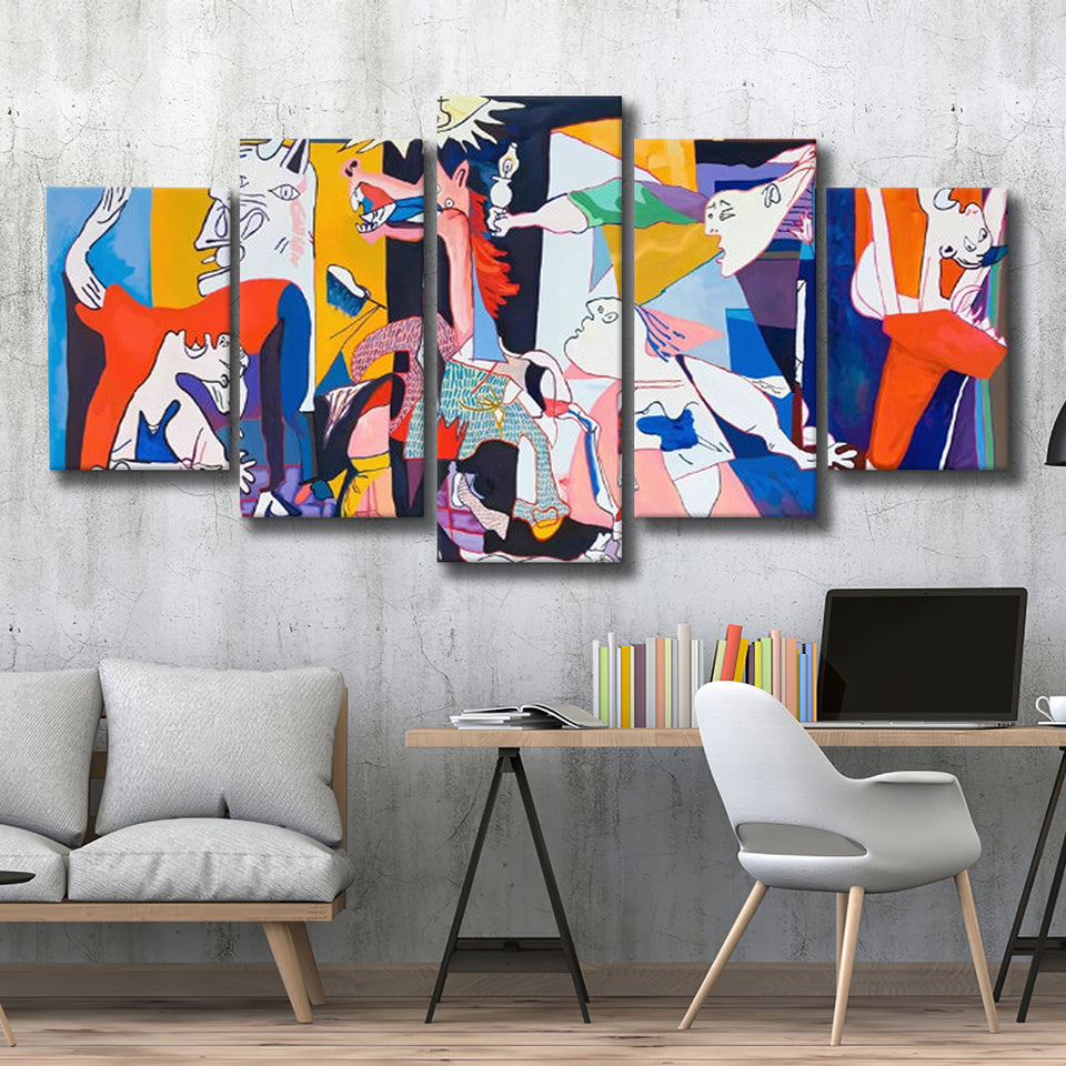 Guernica Canvas Print,Pablo Picasso Wall Art, Multi Panel Canvas Print Wall Art Decor, 5 Mixed Panel