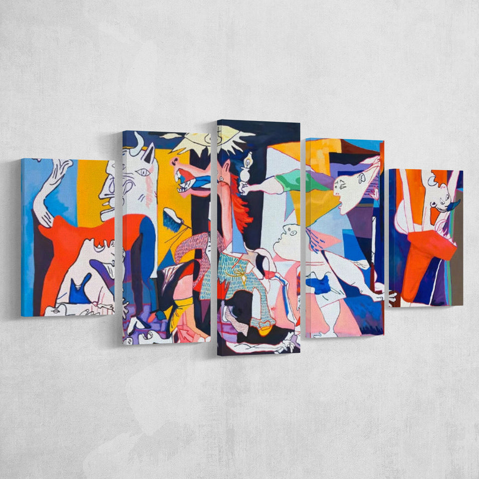 Guernica Canvas Print,Pablo Picasso Wall Art, Multi Panel Canvas Print Wall Art Decor, 5 Mixed Panel