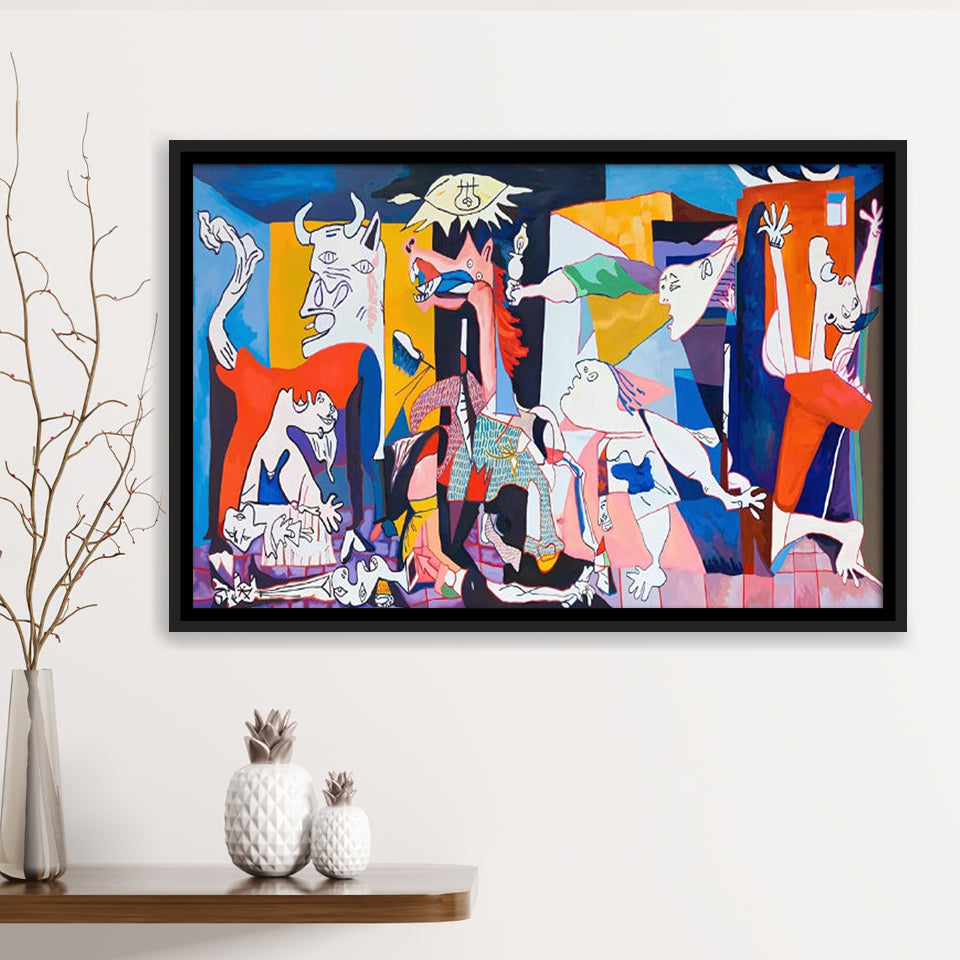 Guernica Canvas Print,Pablo Picasso Wall Art, Framed Canvas Print Wall Art Decor,Floating Frame