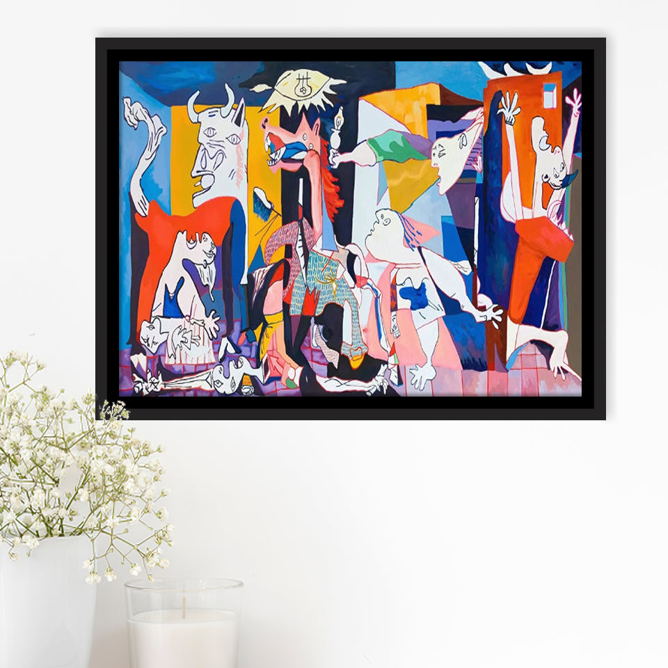 Guernica Canvas Print,Pablo Picasso Wall Art, Framed Canvas Print Wall Art Decor,Floating Frame