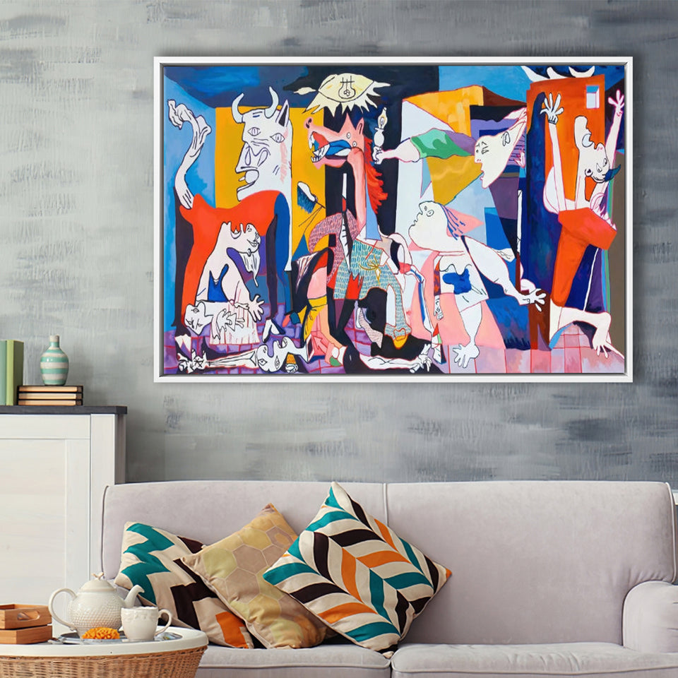 Guernica Canvas Print,Pablo Picasso Wall Art, Framed Canvas Print Wall Art Decor,Floating Frame