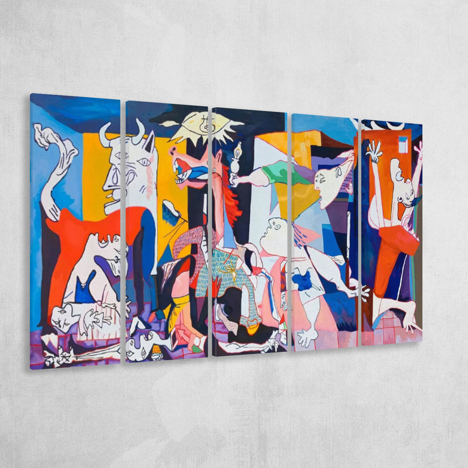 Guernica Canvas Print,Pablo Picasso Wall Art, Extra Large Multi 5 Panel Canvas Print Wall Art Decor