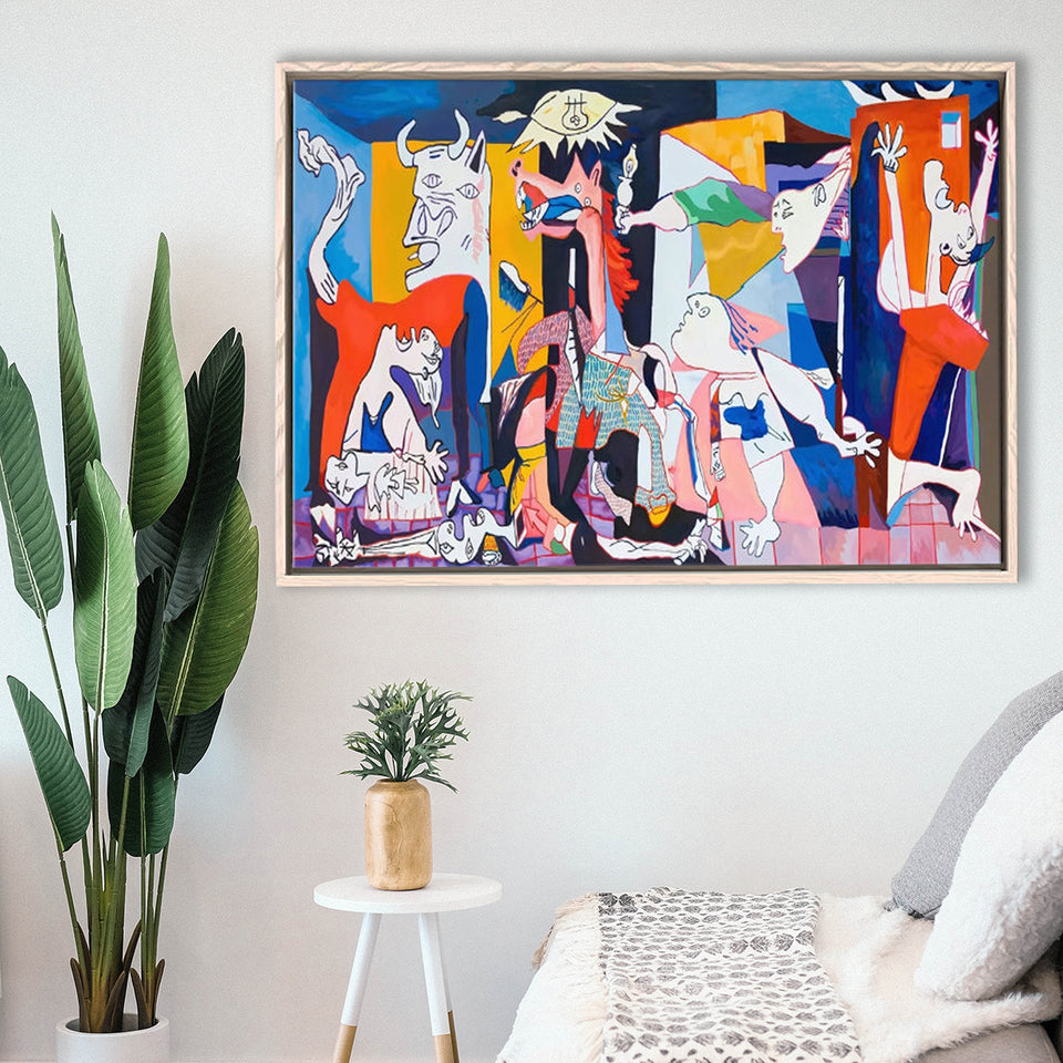 Guernica Canvas Print,Pablo Picasso Wall Art, Framed Canvas Print Wall Art Decor,Floating Frame