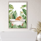 Guinea Pig In Bathtub Bathroom Decor Print Framed Canvas Prints Wall Art, Bathroom Framed Art Decor