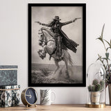 Gunslinger Cowgirl, Wild West Horse Riding Wall Art, Western Female Cowboy Living Room Decor, Framed Art Print, Fine Art Wall Decor