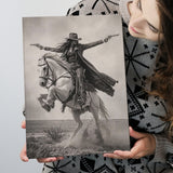 Gunslinger Cowgirl, Wild West Horse Riding Wall Art, Western Female Cowboy Living Room Decor, Canvas Print Wall Art, Wall Decor