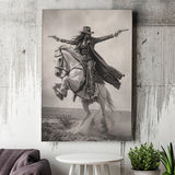Gunslinger Cowgirl, Wild West Horse Riding Wall Art, Western Female Cowboy Living Room Decor, Canvas Print Wall Art, Wall Decor