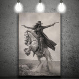 Gunslinger Cowgirl, Wild West Horse Riding Wall Art, Western Female Cowboy Living Room Decor, Canvas Print Wall Art, Wall Decor