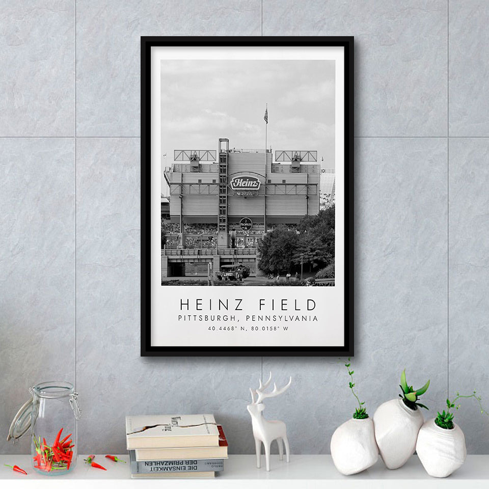 Heinz Field Pittsburgh Steelers, Stadium Wall Art For Football Lovers, B&W, Floating Framed Canvas Print