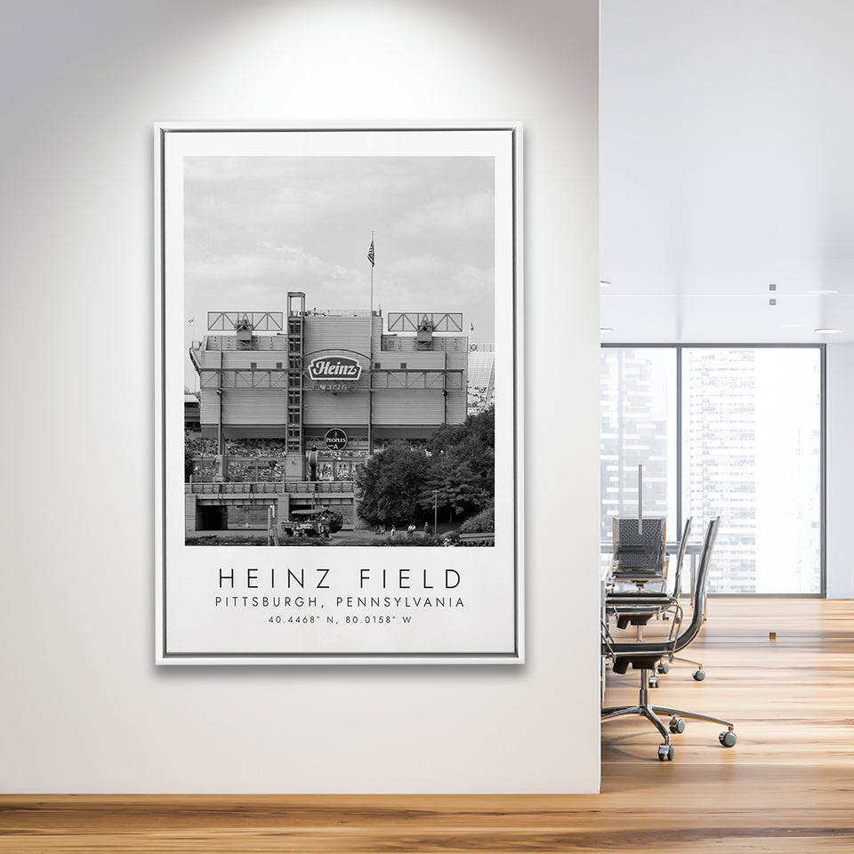 Heinz Field Pittsburgh Steelers, Stadium Wall Art For Football Lovers, B&W, Floating Framed Canvas Print
