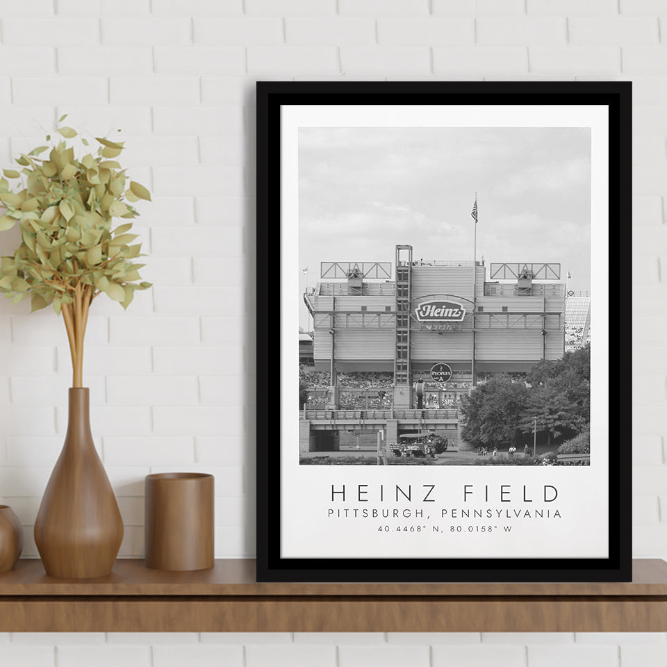 Heinz Field Pittsburgh Steelers, Stadium Wall Art For Football Lovers, B&W, Floating Framed Canvas Print