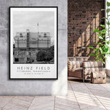 Heinz Field Pittsburgh Steelers, Stadium Wall Art For Football Lovers, B&W, Floating Framed Canvas Print