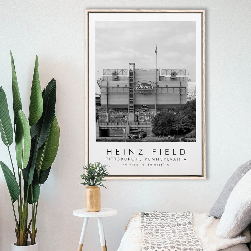 Heinz Field Pittsburgh Steelers, Stadium Wall Art For Football Lovers, B&W, Floating Framed Canvas Print