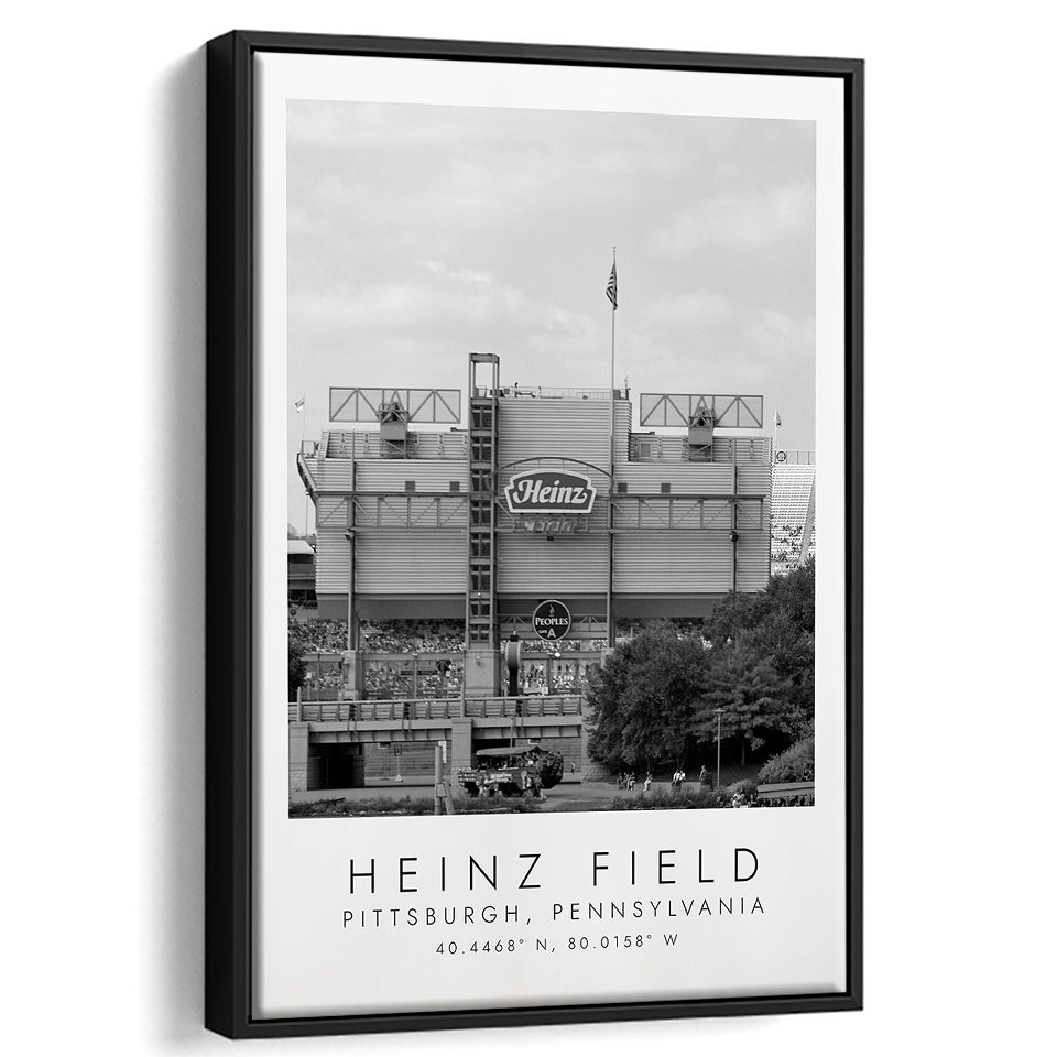 Heinz Field Pittsburgh Steelers, Stadium Wall Art For Football Lovers, B&W, Floating Framed Canvas Print