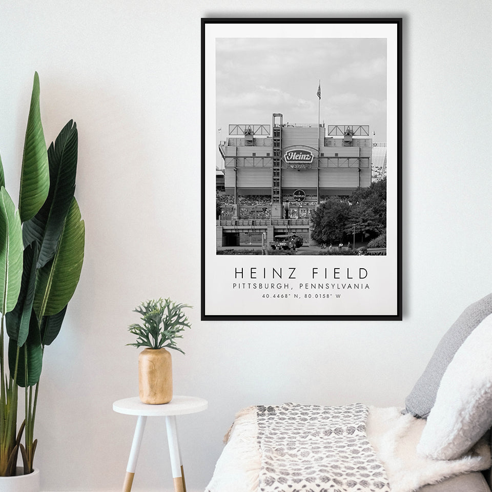 Heinz Field Pittsburgh Steelers, Stadium Wall Art For Football Lovers, B&W, Floating Framed Canvas Print