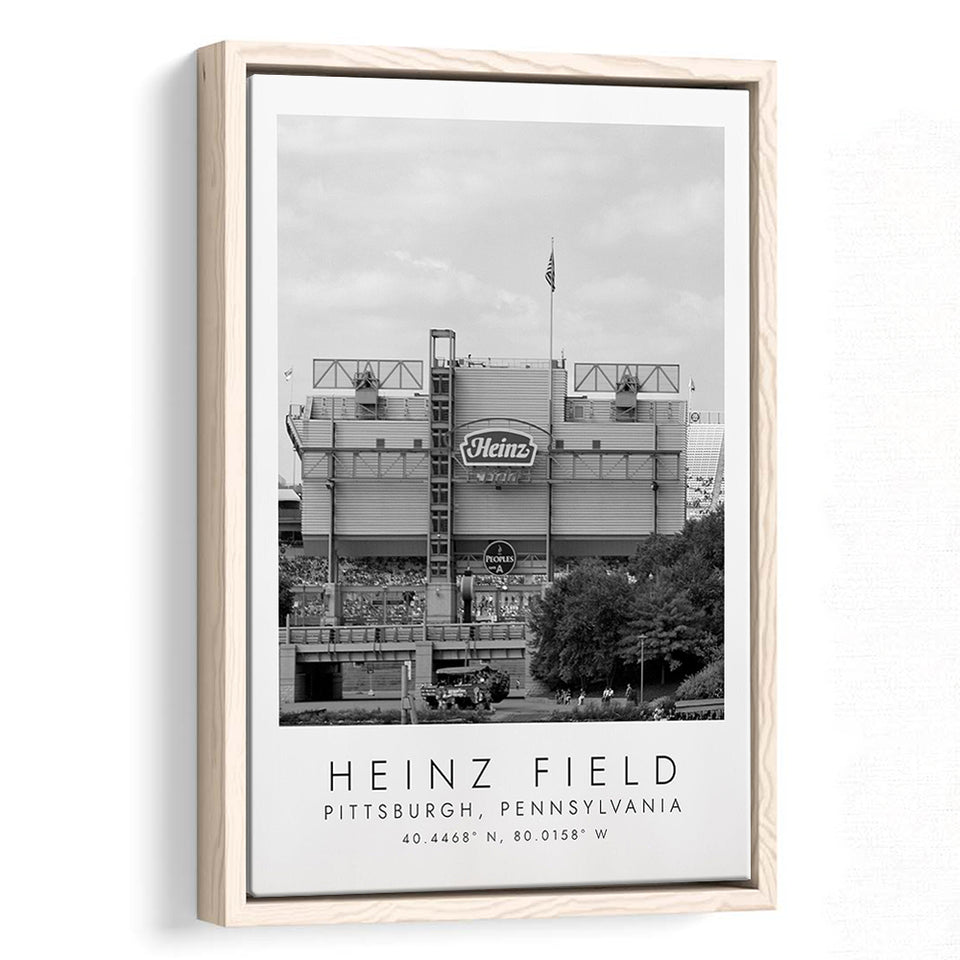 Heinz Field Pittsburgh Steelers, Stadium Wall Art For Football Lovers, B&W, Floating Framed Canvas Print