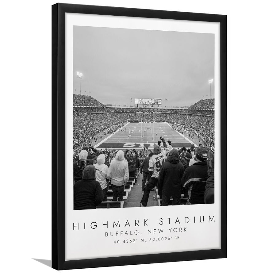 Highmark Stadium Buffalo Bills, Stadium Print For Football Lovers, Black And White, Framed Art Print Wall Decor