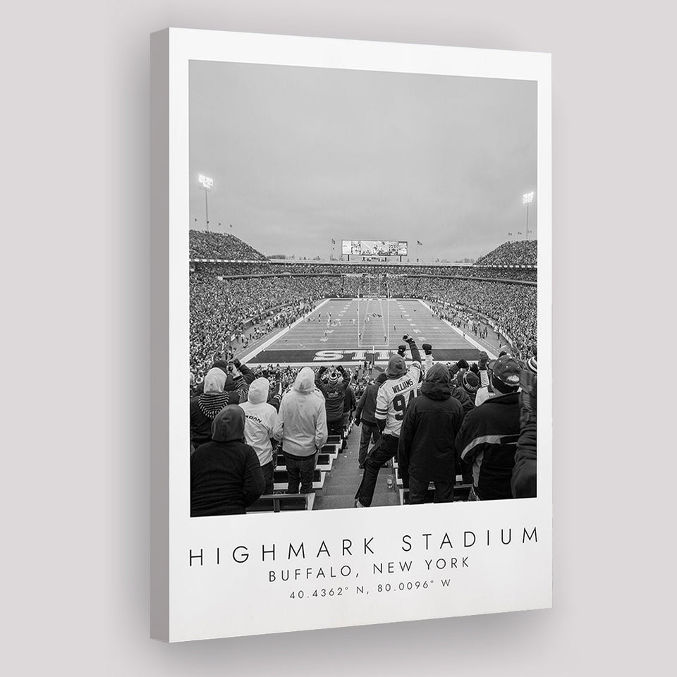Highmark Stadium Buffalo Bills, Stadium Print For Football Lovers, Black And White, Canvas Print Wall Art