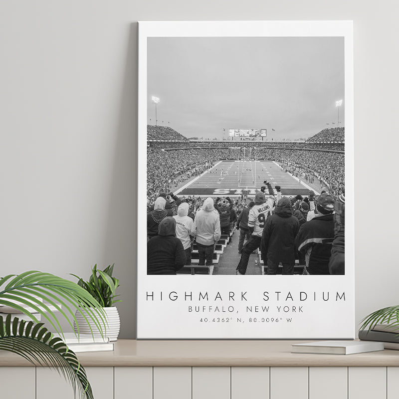 Highmark Stadium Buffalo Bills, Stadium Print For Football Lovers, Black And White, Canvas Print Wall Art