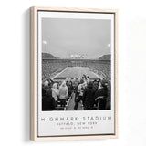 Highmark Stadium Buffalo Bills, Stadium Wall Art For Football Lovers, B&W, Floating Framed Canvas Print