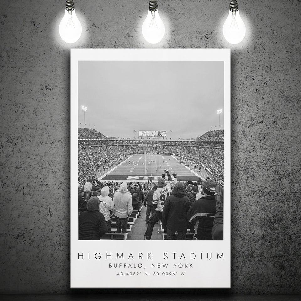 Highmark Stadium Buffalo Bills, Stadium Print For Football Lovers, Black And White, Canvas Print Wall Art