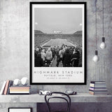 Highmark Stadium Buffalo Bills, Stadium Print For Football Lovers, Black And White, Framed Art Print Wall Decor