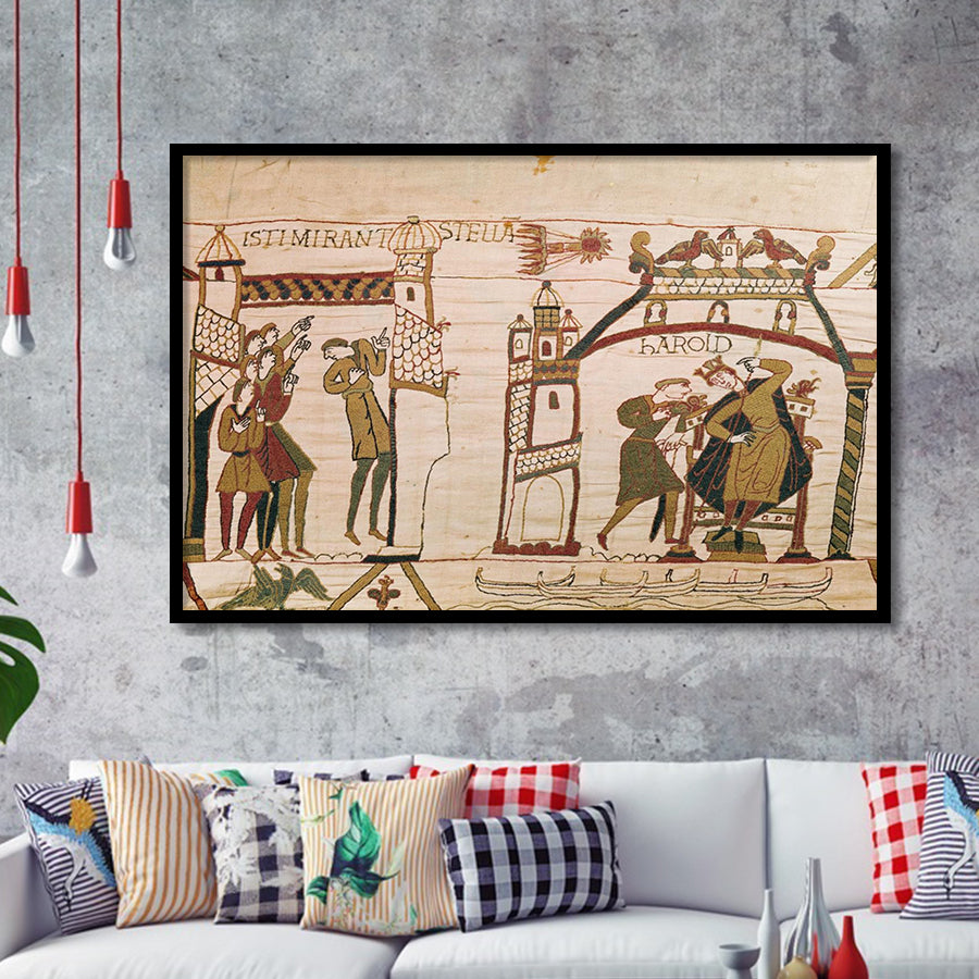 Halley'S Comet And Harold Receiving Bad News, Framed Art Print Wall Decor, Framed Picture