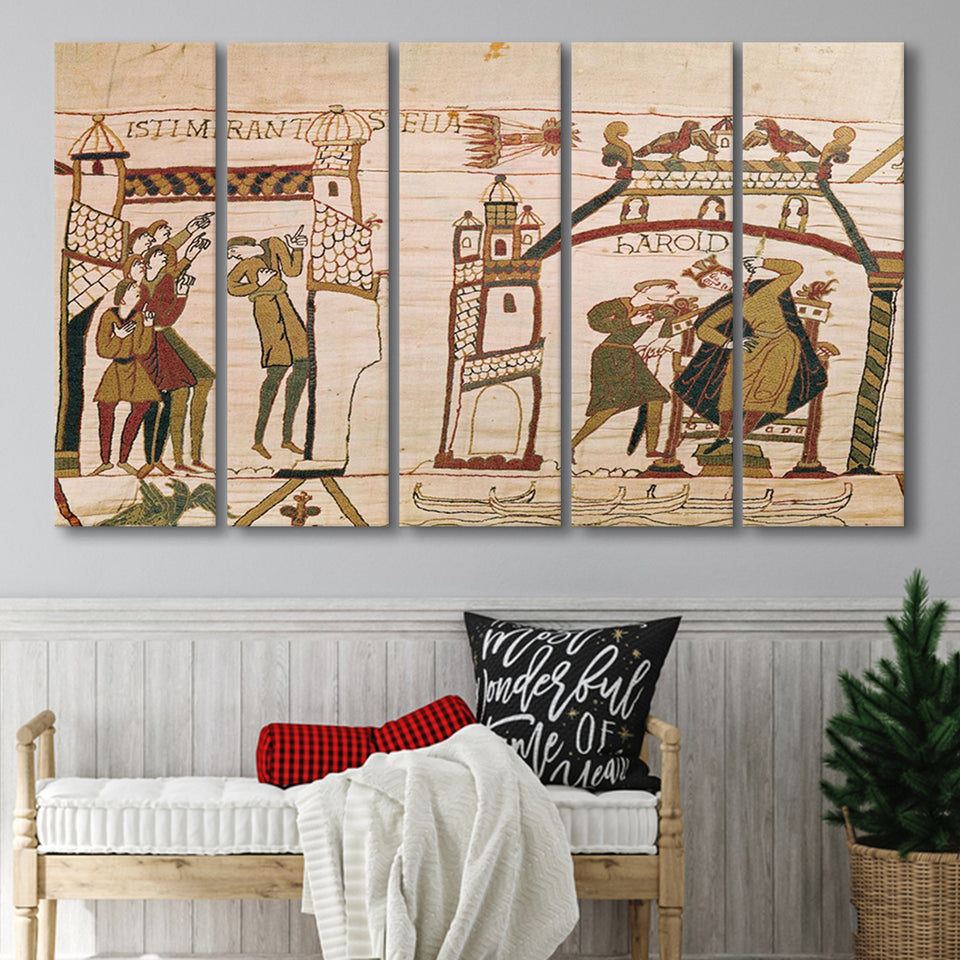 Halley'S Comet And Harold Receiving Bad News, Extra Large Multi 5 Panel Canvas Print Wall Art Decor