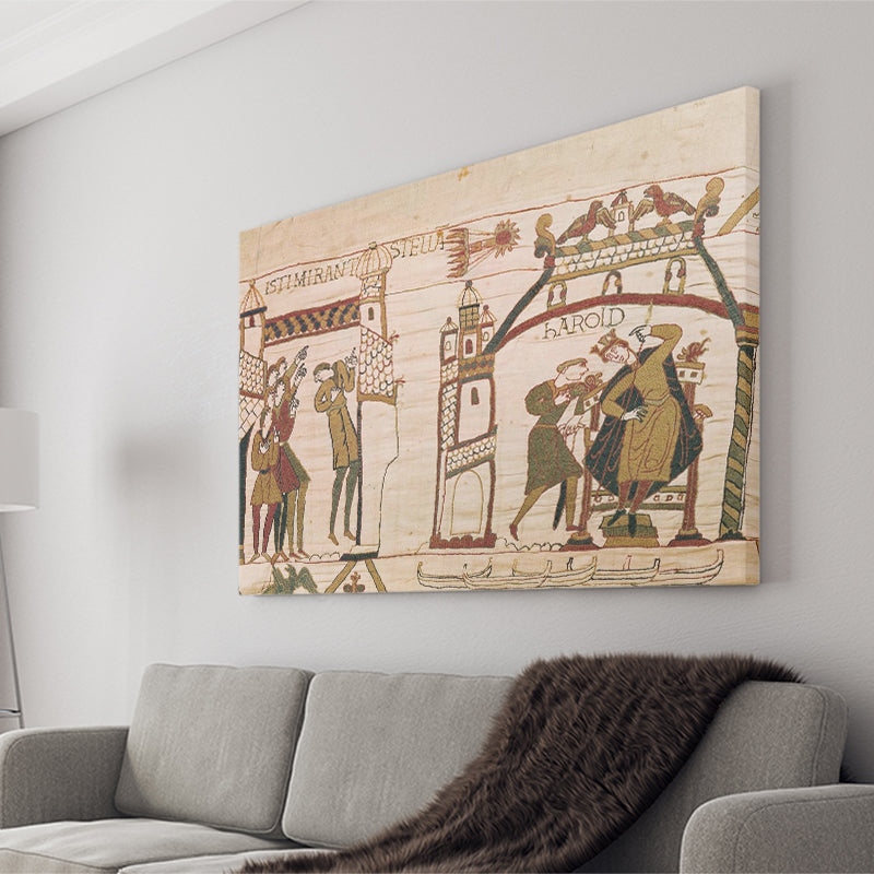 Halley's Comet and Harold Receiving Bad News, Canvas Print Wall Art Decor, Landscape Art Print