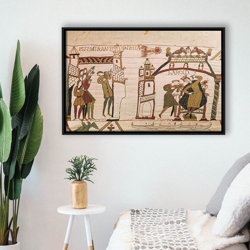 Halley'S Comet And Harold Receiving Bad News, Framed Canvas Print Wall Art Decor,Floating Frame