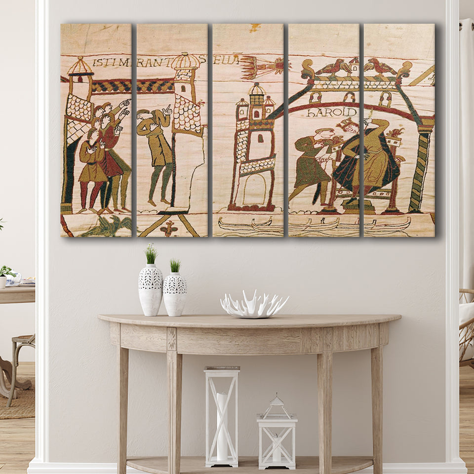 Halley'S Comet And Harold Receiving Bad News, Extra Large Multi 5 Panel Canvas Print Wall Art Decor