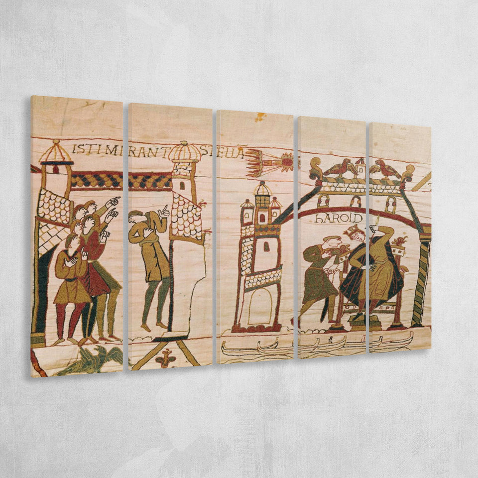 Halley'S Comet And Harold Receiving Bad News, Extra Large Multi 5 Panel Canvas Print Wall Art Decor