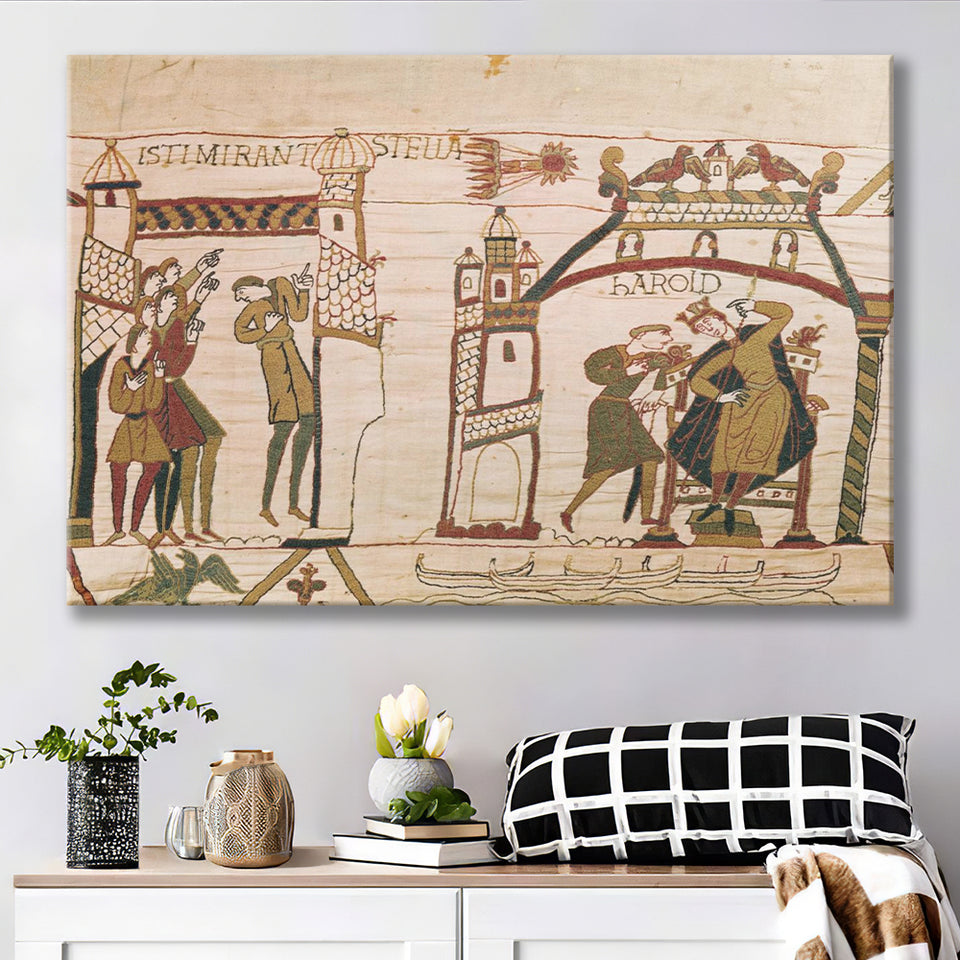 Halley's Comet and Harold Receiving Bad News, Canvas Print Wall Art Decor, Landscape Art Print