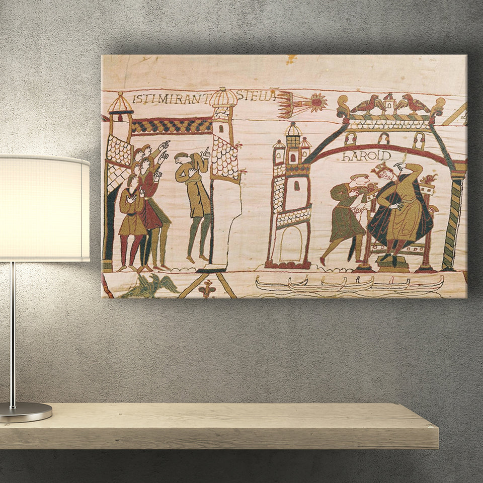 Halley's Comet and Harold Receiving Bad News, Canvas Print Wall Art Decor, Landscape Art Print