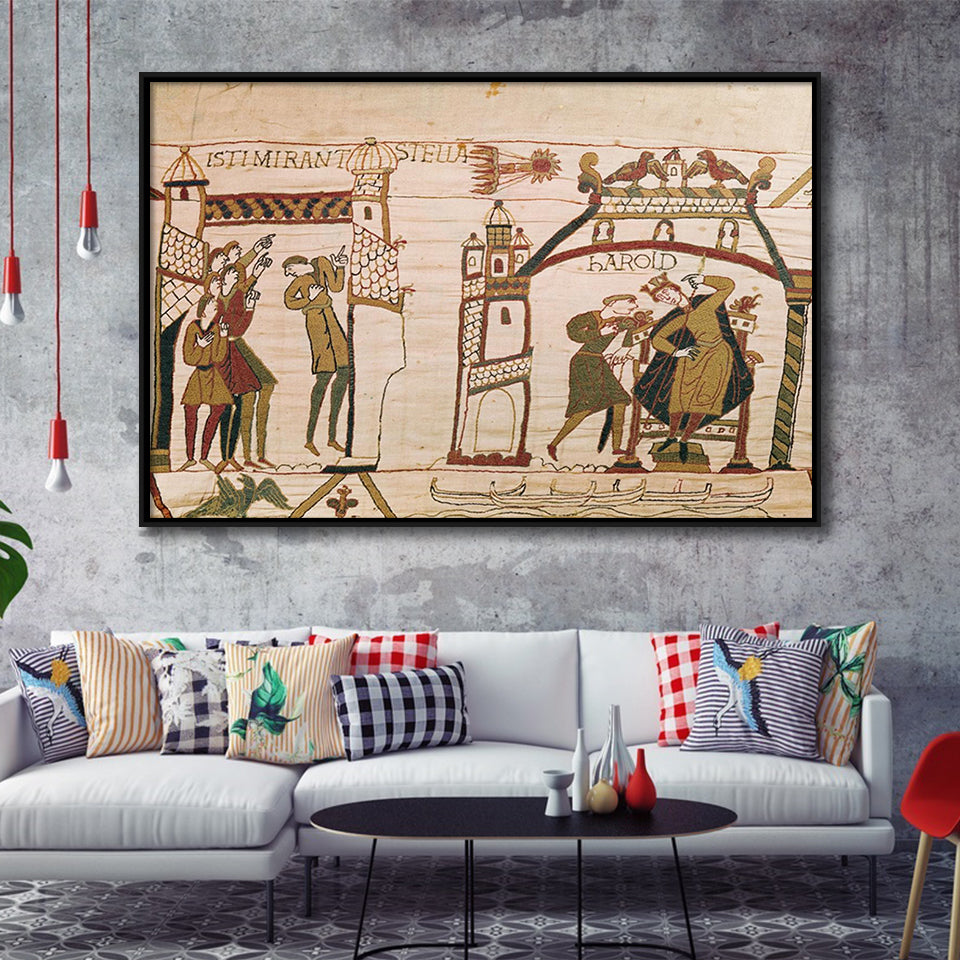 Halley'S Comet And Harold Receiving Bad News, Framed Canvas Print Wall Art Decor,Floating Frame