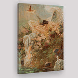 Hans Zatzka Two Fairies Embracing In A Landscape With A Swan Canvas Art, Canvas Painting, Canvas Print Wall Art Decor