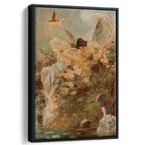 Hans Zatzka Two Fairies Embracing In A Landscape With A Swan Canvas Art,Framed Canvas Prints Wall Art Decor, Floating Frame